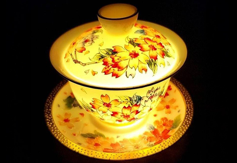 法華彩透光三件杯（櫻花）